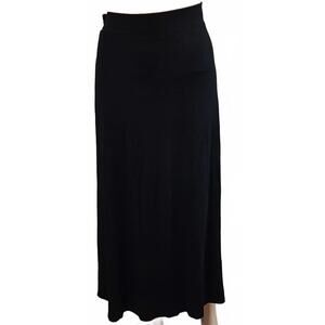 Leafsay Women's Maxi A-line Long Elastic Black Casual Skirt Plus Size 2XL